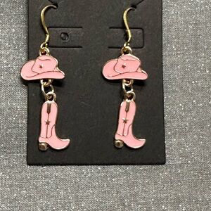 Pink Cowboy Hat and Boot Earrings